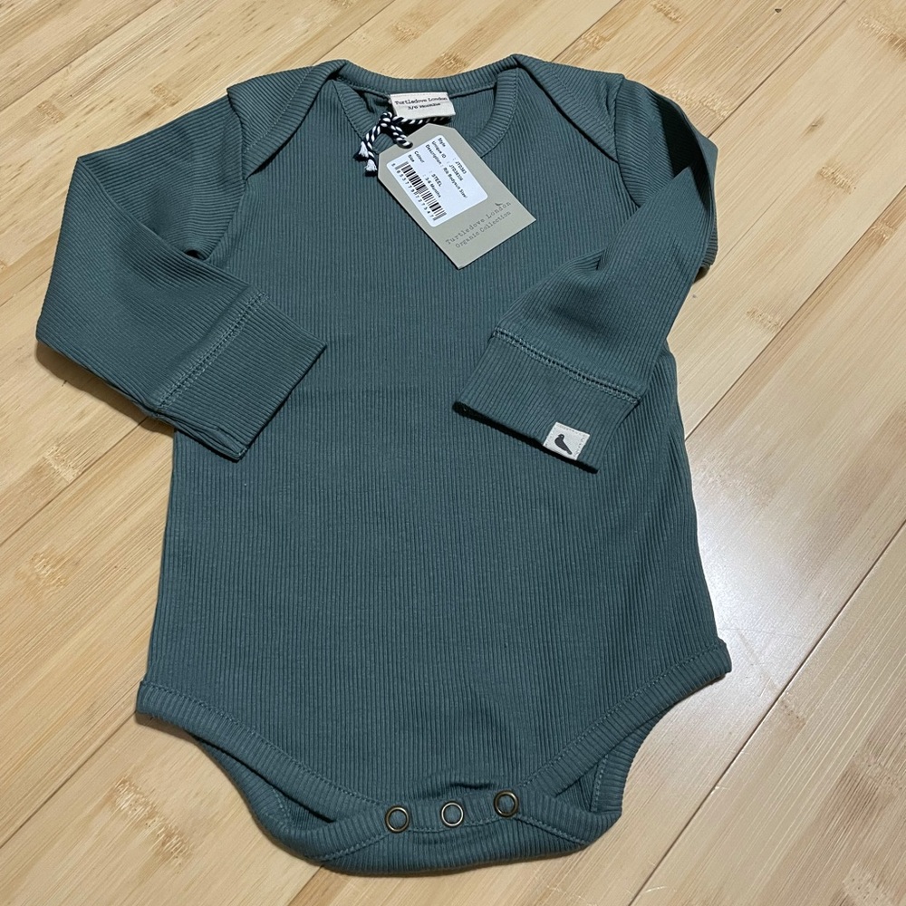 Turtledove London Rib Bodysuit in STEEL NWT
